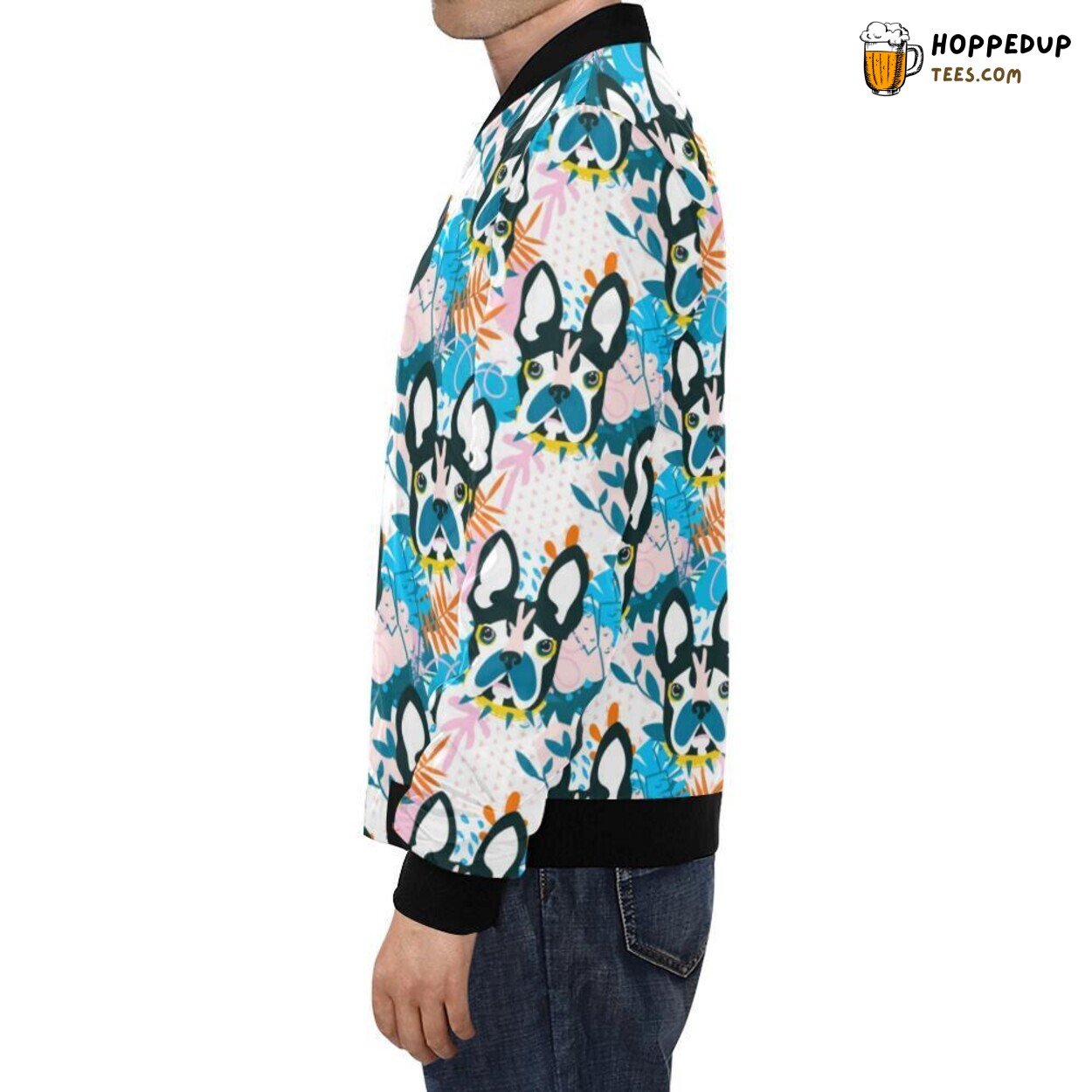 Men’s Bomber Jacket Bulldog Paint Pattern Print Stylish Fashion Look