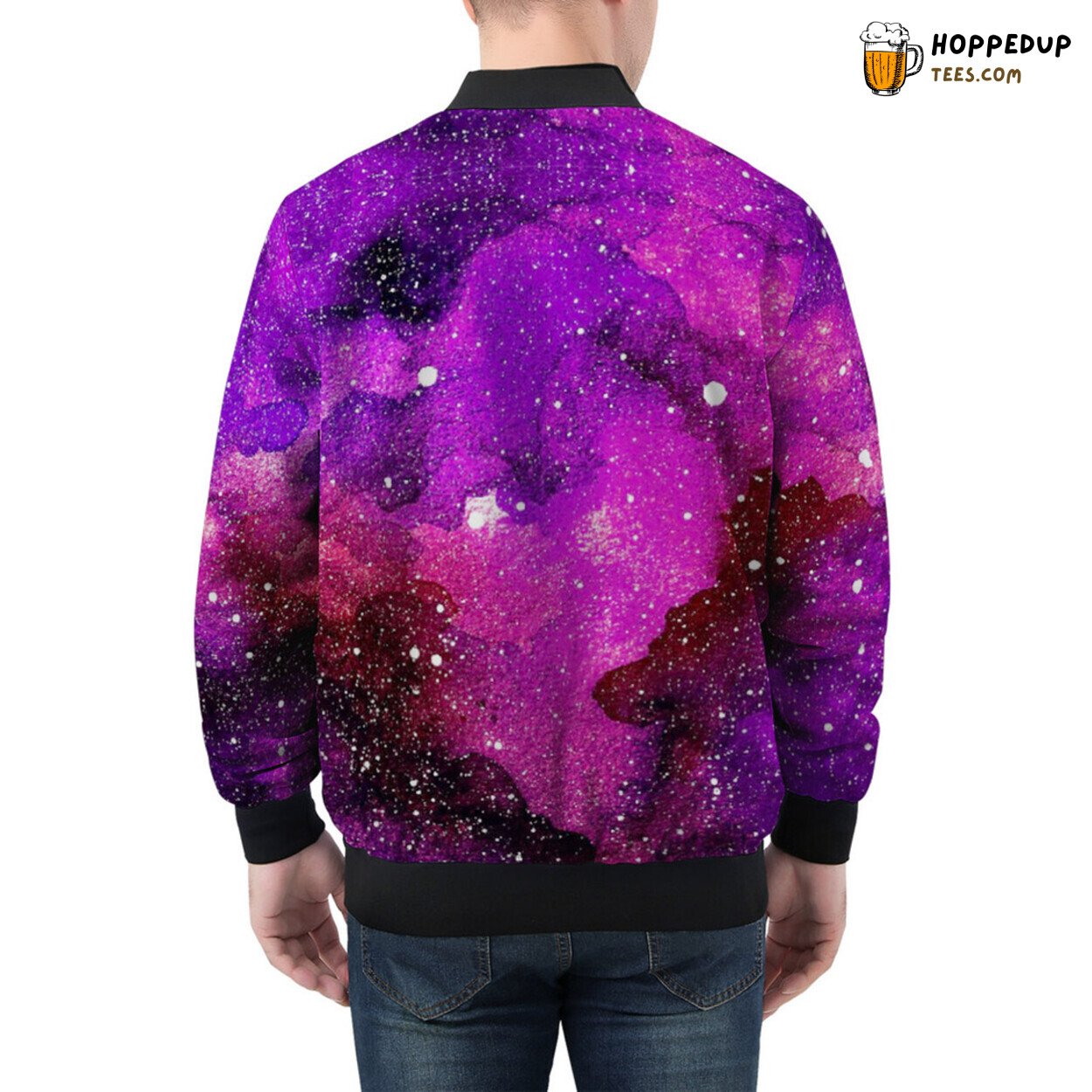 Men’s Bomber Jacket Captures the Beauty of Watercolor Cosmic Realm