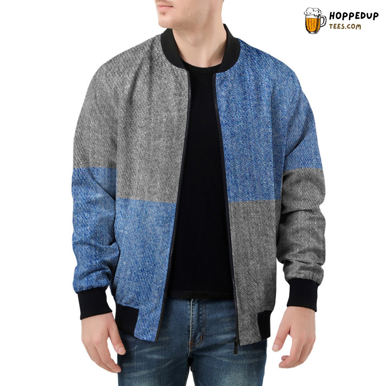 Men’s Bomber Jacket Celebrates the Rustic Charm of Denim Patchwork