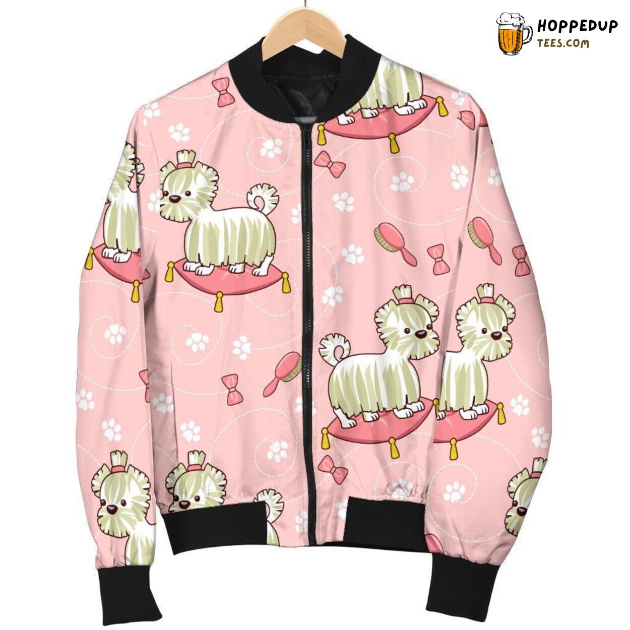 Men’s Bomber Jacket Celebrating Bichon Frise Cuteness Unique Pattern Tribute Men’s Bomber Jacket Celebrating Bichon Frise Cuteness Unique Pattern Tribute