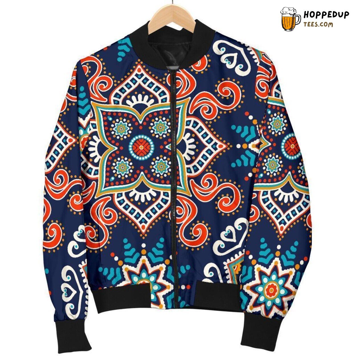 Men’s Bomber Jacket Celebrating Bohemian Spirit Unique Pattern Design Art