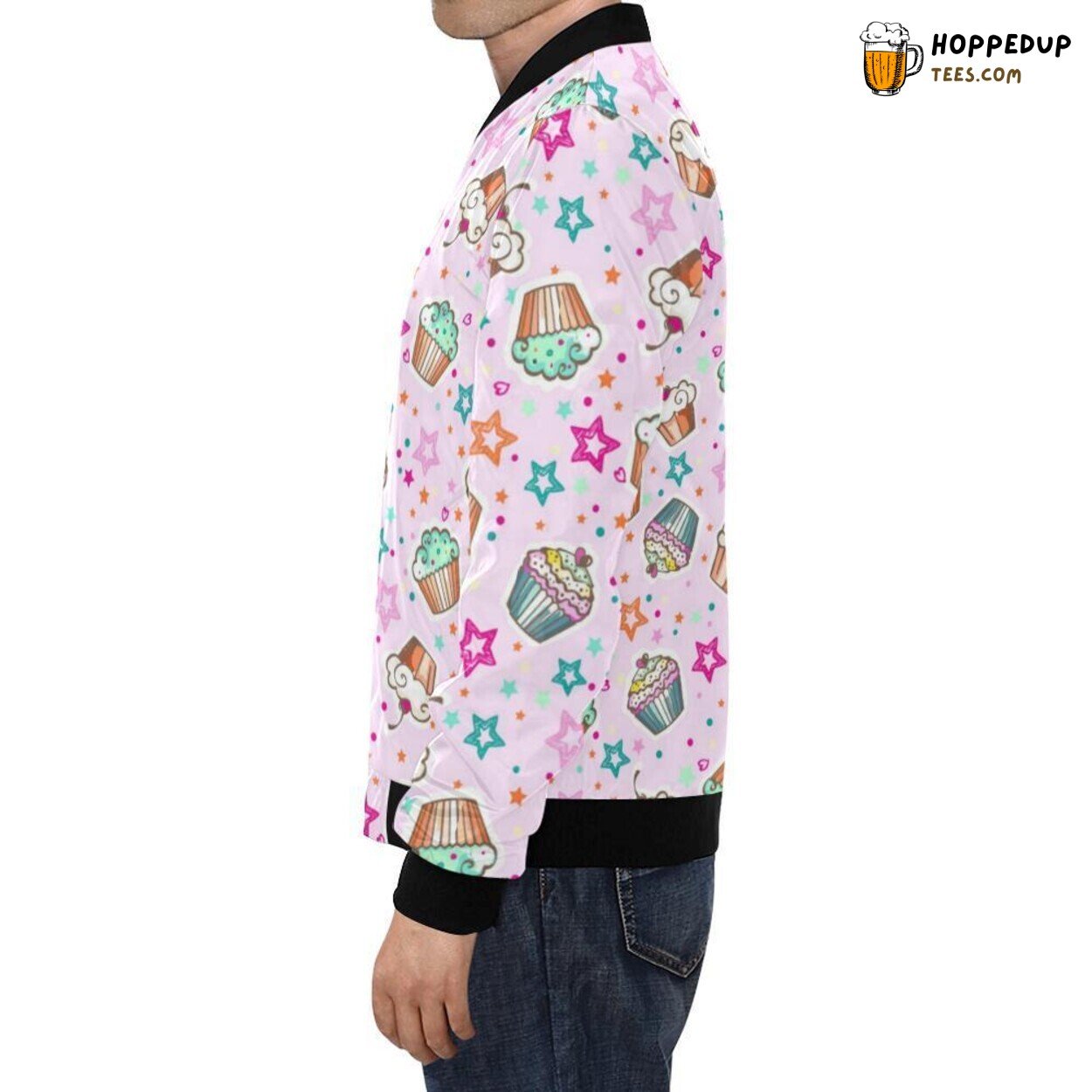 Men’s Bomber Jacket Cupcake Pattern Print Exclusive Design
