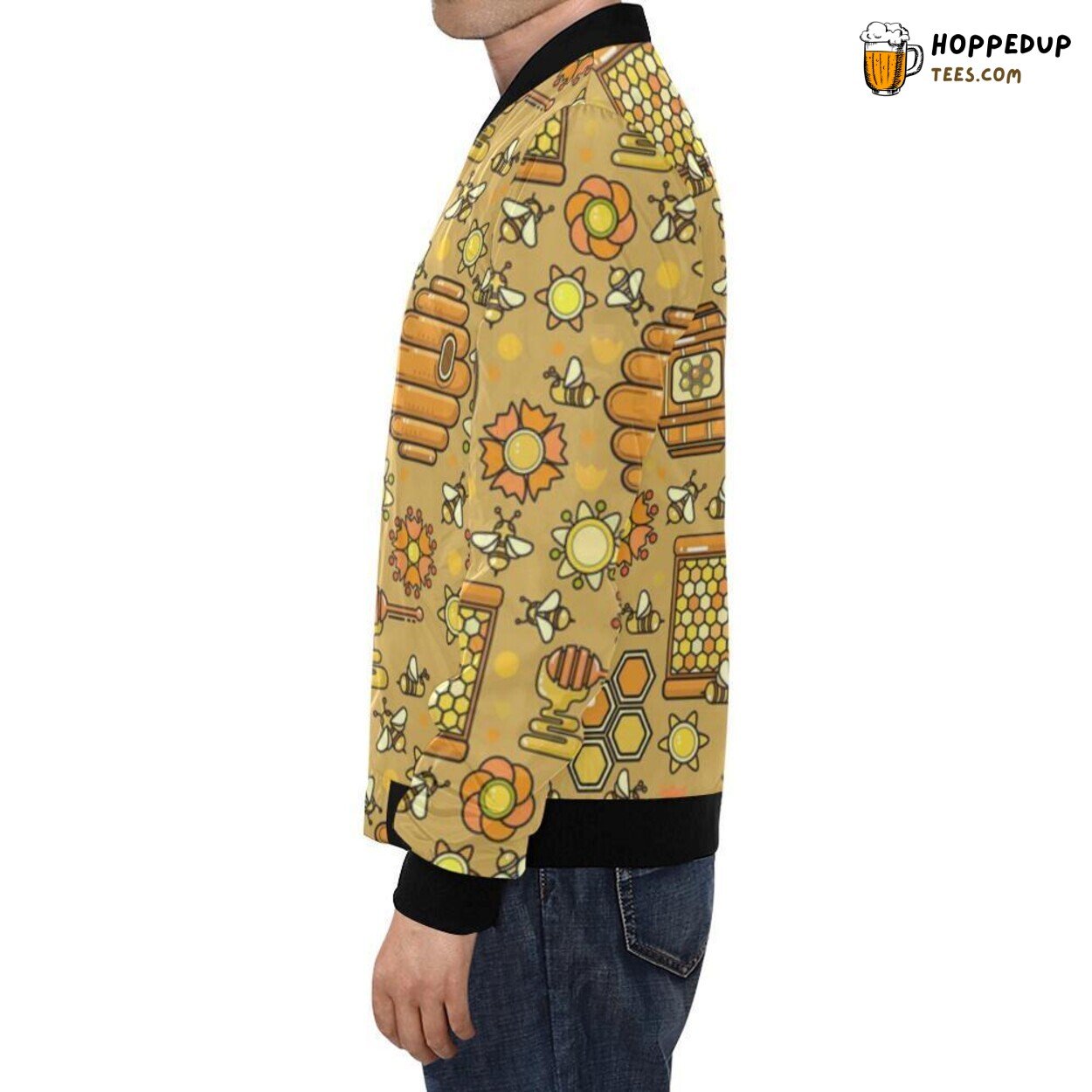 Men’s Bomber Jacket Cute Bee Honey Gifts Stylish Pattern Print