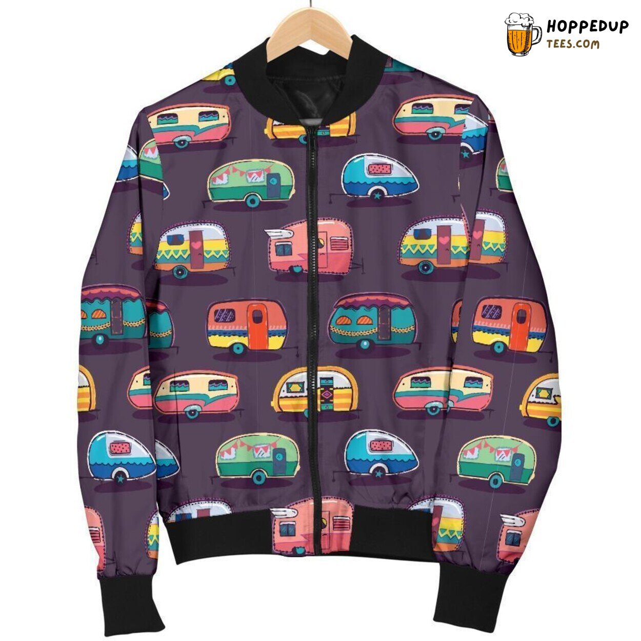 Men’s Bomber Jacket Displaying Camper Van Adventure Unique Pattern Essence