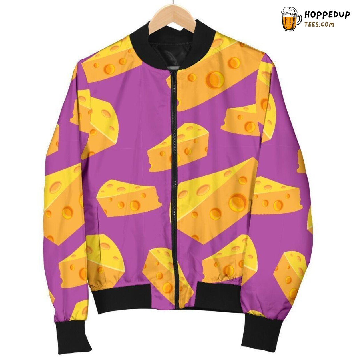 Men’s Bomber Jacket Displaying Classic Cheese Design Unique Pattern Tribute Men’s Bomber Jacket Displaying Classic Cheese Design Unique Pattern Tribute