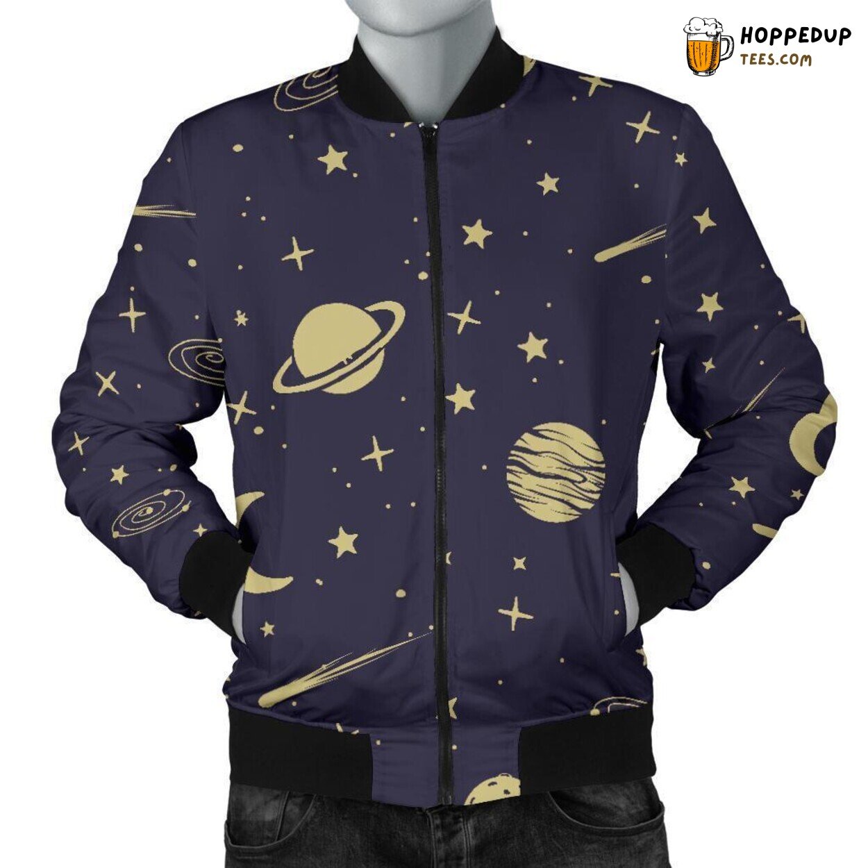 Men’s Bomber Jacket Displaying Constellation Wonders Unique Pattern Essence