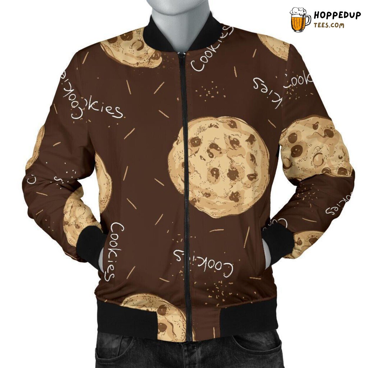 Men’s Bomber Jacket Displaying Delightful Cookie Pattern Unique Design Essence