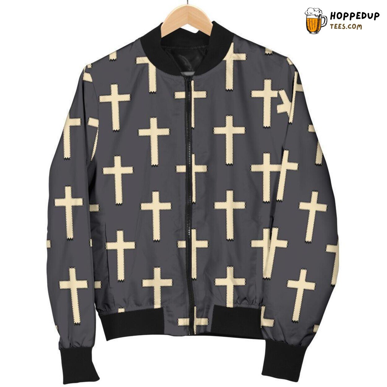 Men’s Bomber Jacket Displaying Sacred Christian Cross Unique Pattern Essence Men’s Bomber Jacket Displaying Sacred Christian Cross Unique Pattern Essence