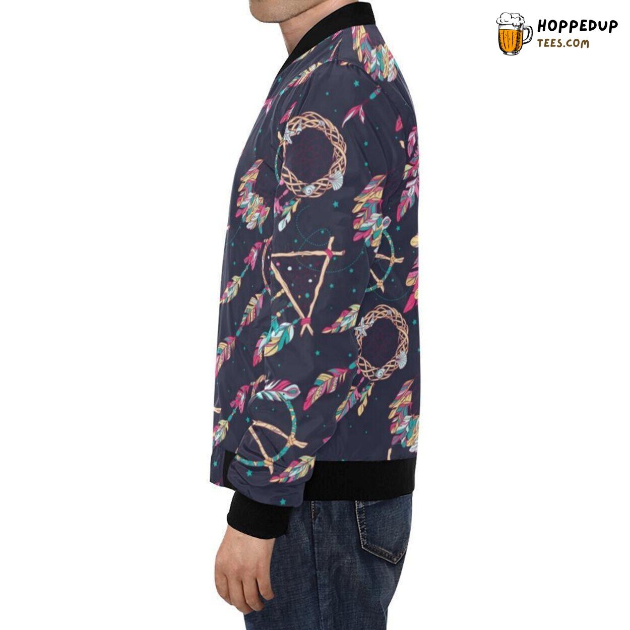 Men’s Bomber Jacket Dream Catcher Boho Feather Fashion Pattern Print