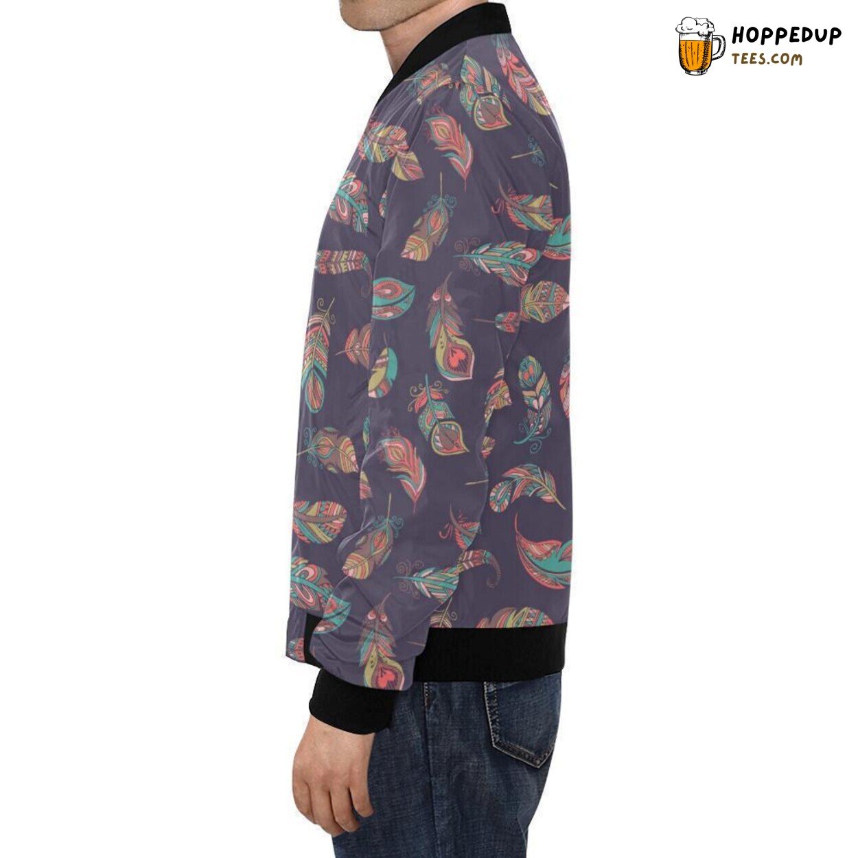 Men’s Bomber Jacket Dream Catcher Boho Feather Style Pattern Print