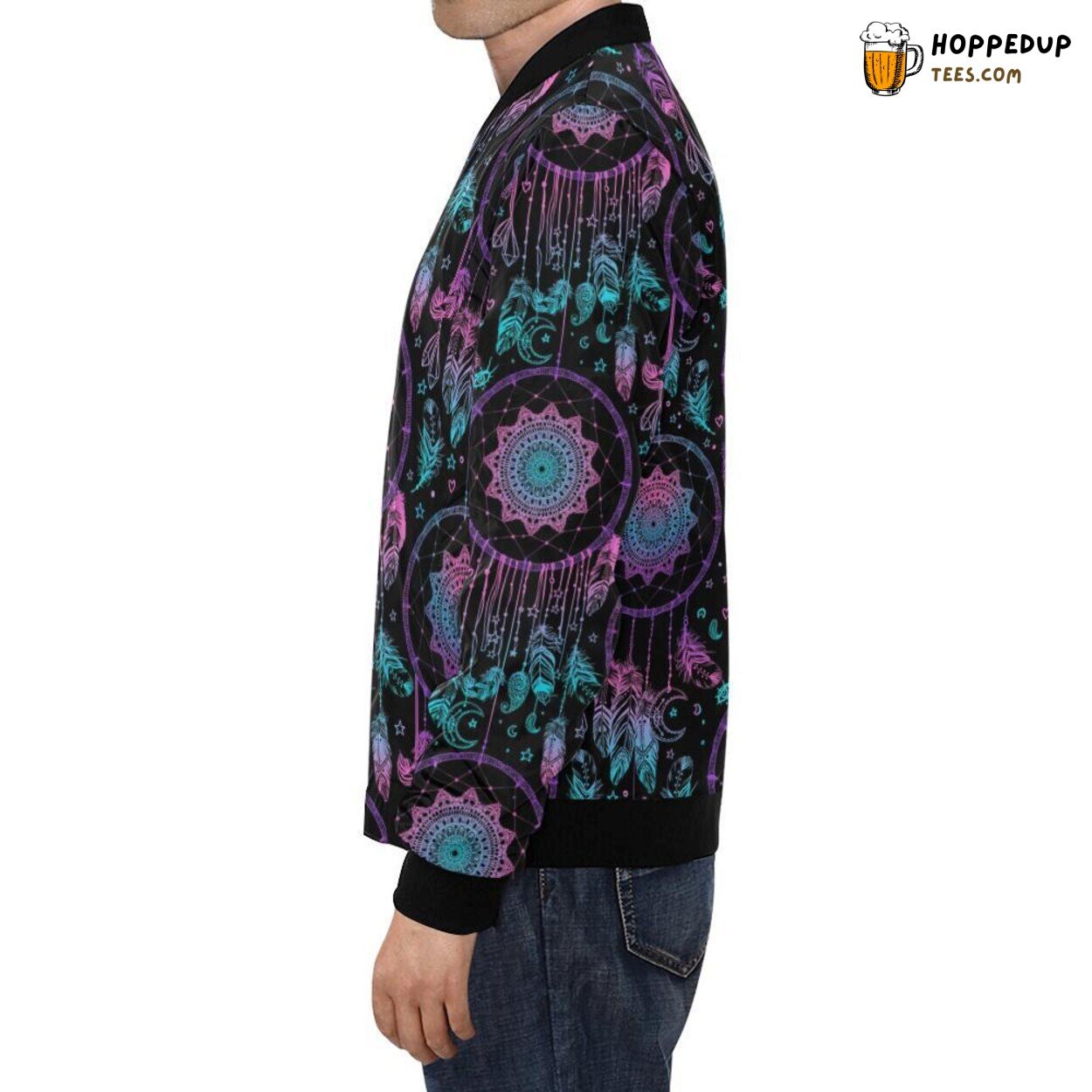 Men’s Bomber Jacket Dream Catcher Boho Mandala Artistic Pattern Print