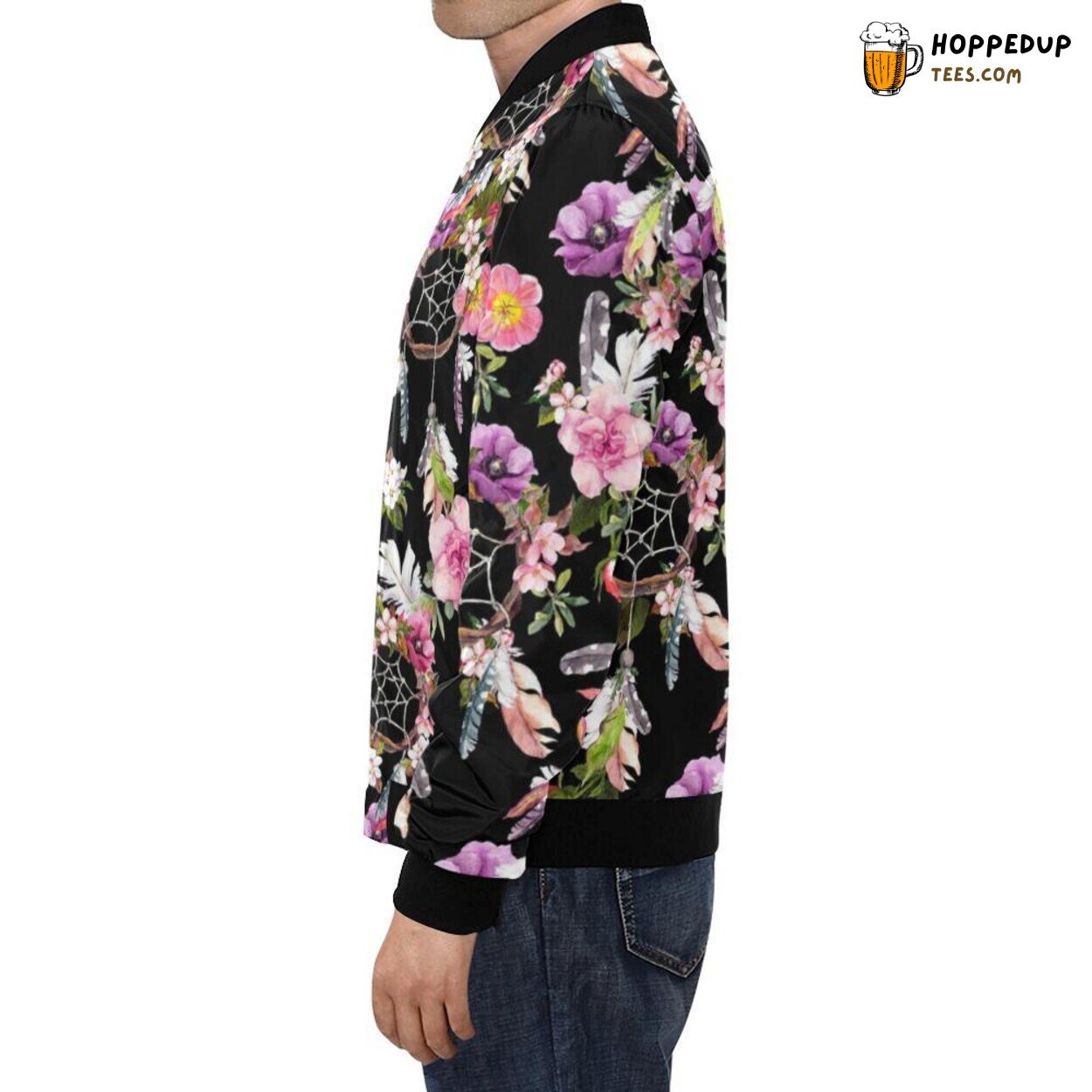 Men’s Bomber Jacket Dream Catcher Floral Boho Feather Unique Pattern Print