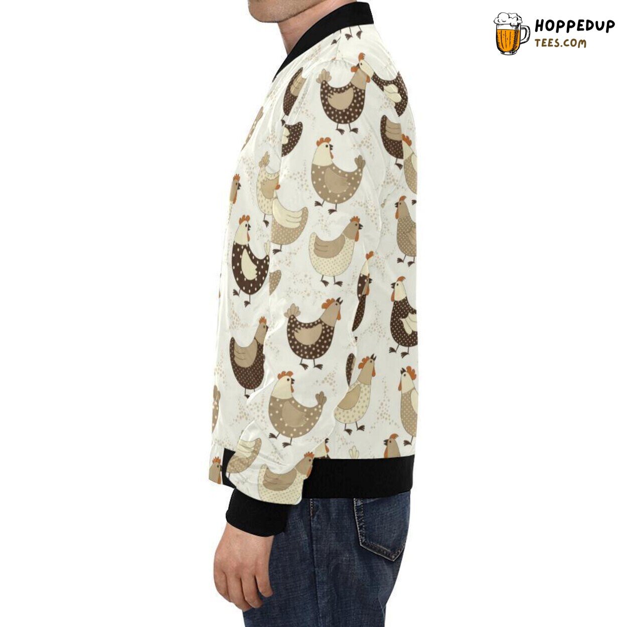 Men’s Bomber Jacket Farm Chicken Hen Pattern Print Unique Fashion