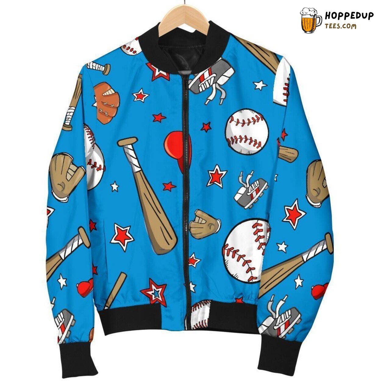 Men’s Bomber Jacket Featuring a Chic Baseball Pattern Print