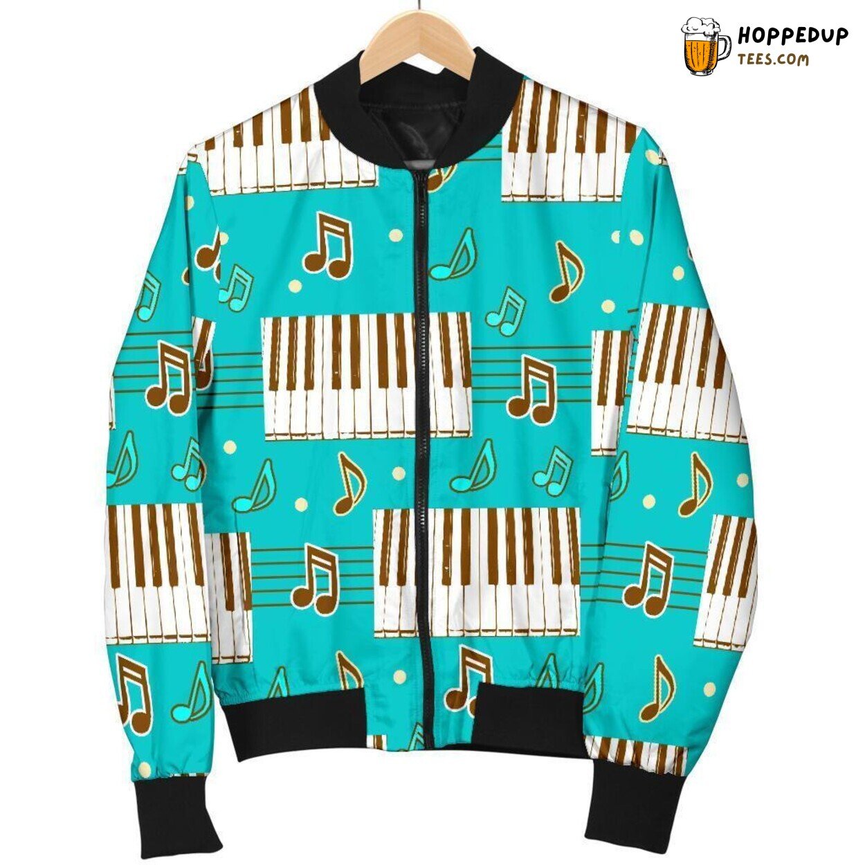 Men’s Bomber Jacket featuring Classic Piano Key Pattern Design Display Men’s Bomber Jacket featuring Classic Piano Key Pattern Design Display