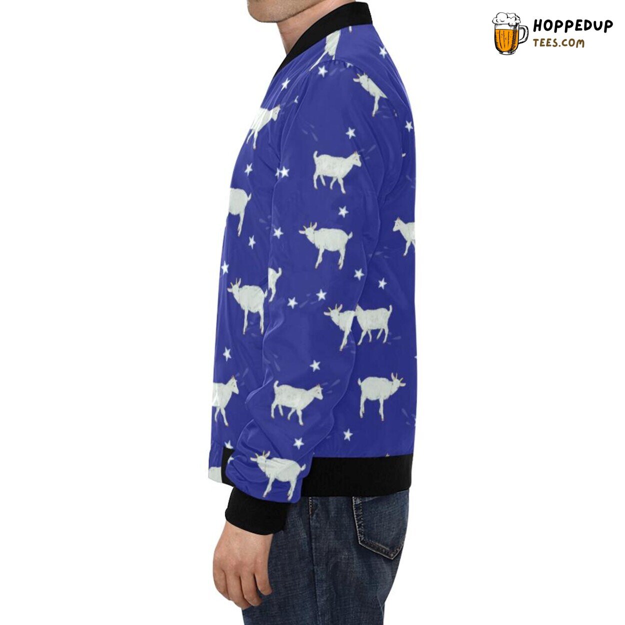 Men’s Bomber Jacket Featuring Enigmatic Goat Sheep Pattern Print