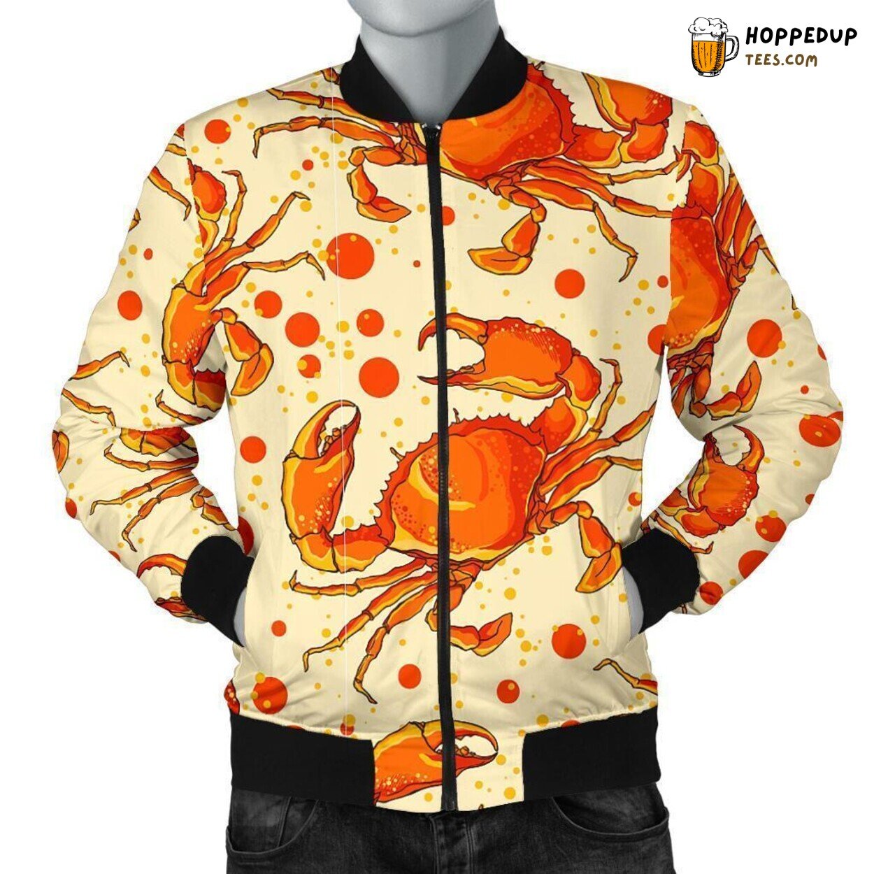 Men’s Bomber Jacket Featuring Majestic Crab Unique Pattern Essence Art
