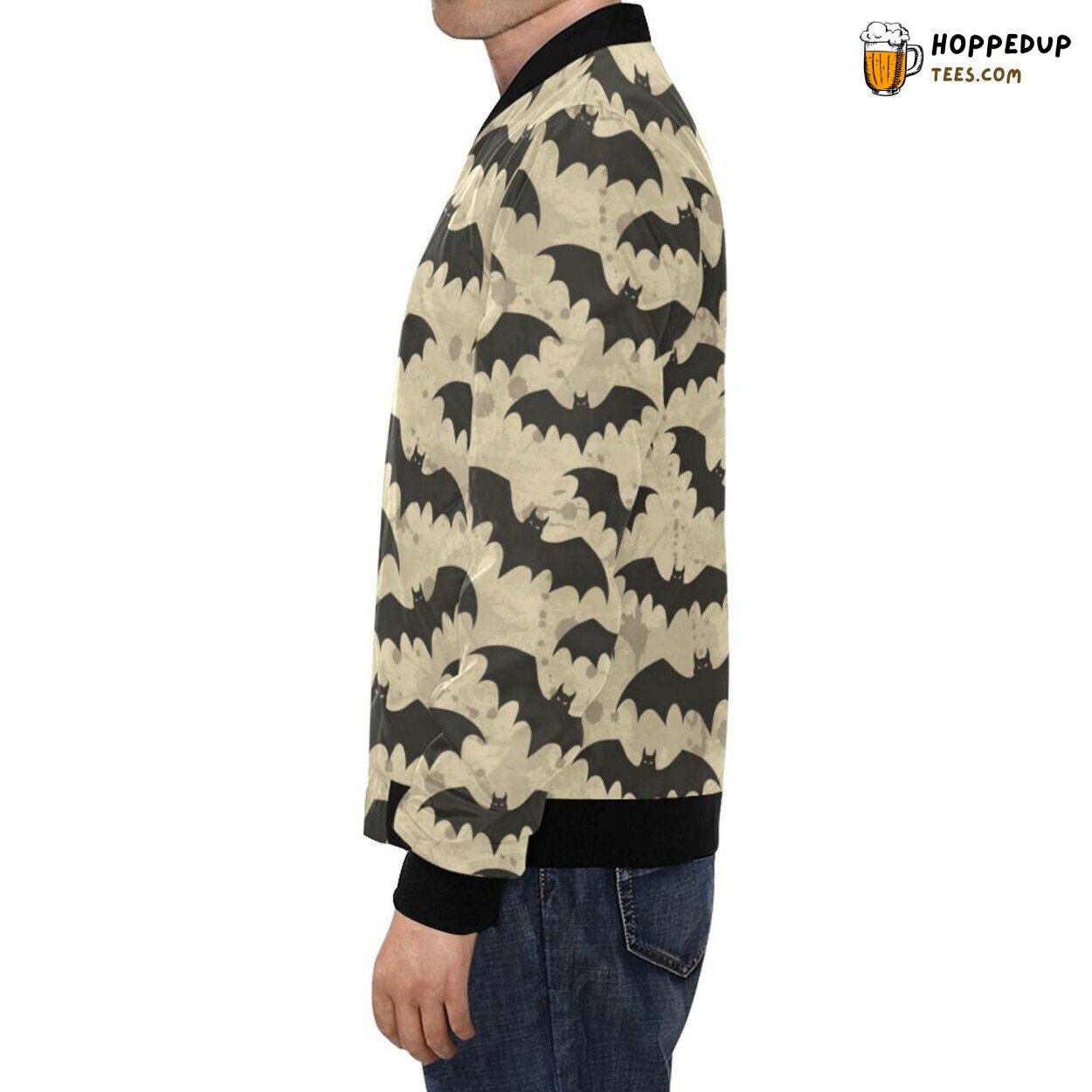 Men’s Bomber Jacket Halloween Bat Pattern Print Exclusive Design
