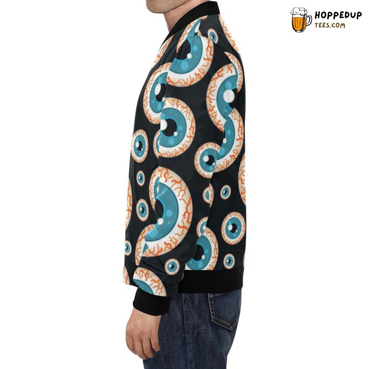 Men’s Bomber Jacket Halloween Zombie Eyes Pattern Unique Print