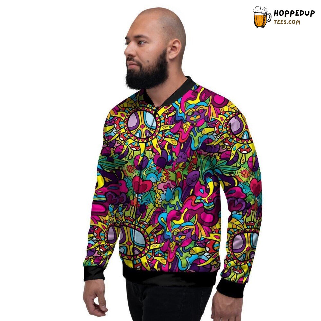 Men’s Bomber Jacket Highlighting Pure Psychedelic Aesthetic Design Influence