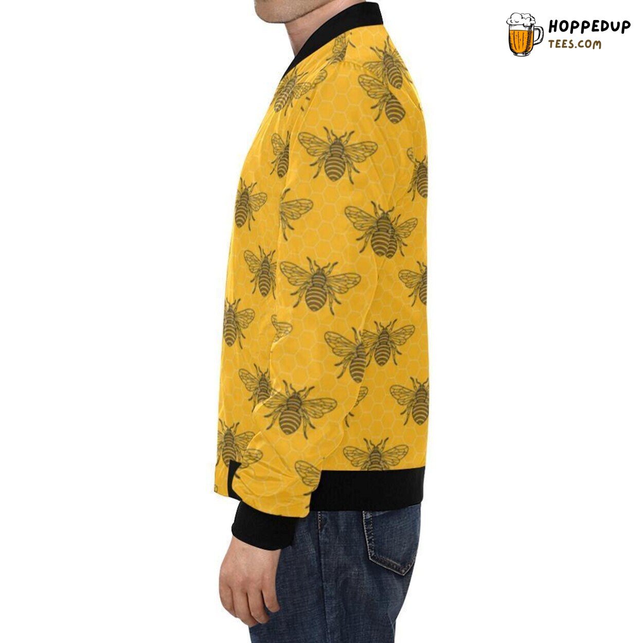Men’s Bomber Jacket Honey Bee Diagram Gifts Creative Pattern Print