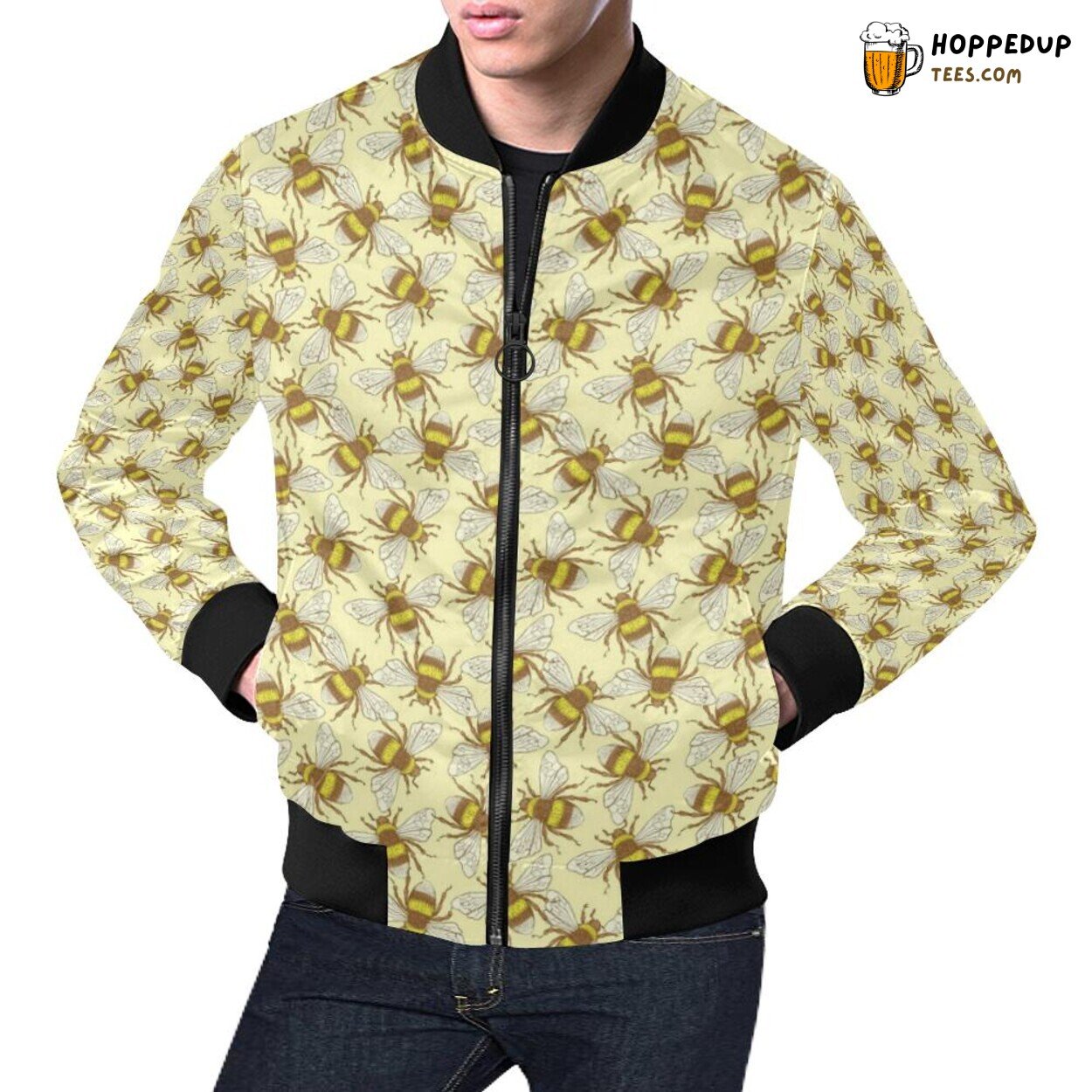 Men’s Bomber Jacket Honey Bee Gifts Unique Pattern Print Men’s Bomber Jacket Honey Bee Gifts Unique Pattern Print