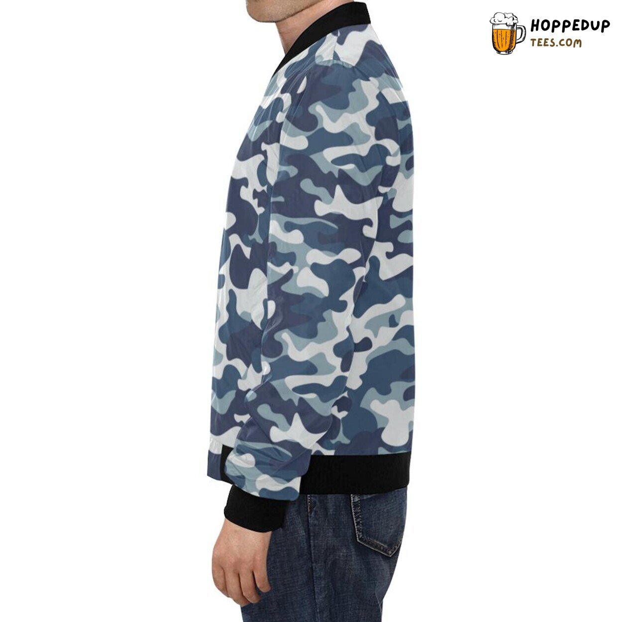 Men’s Bomber Jacket Navy Military Camouflage Camo Pattern Printed