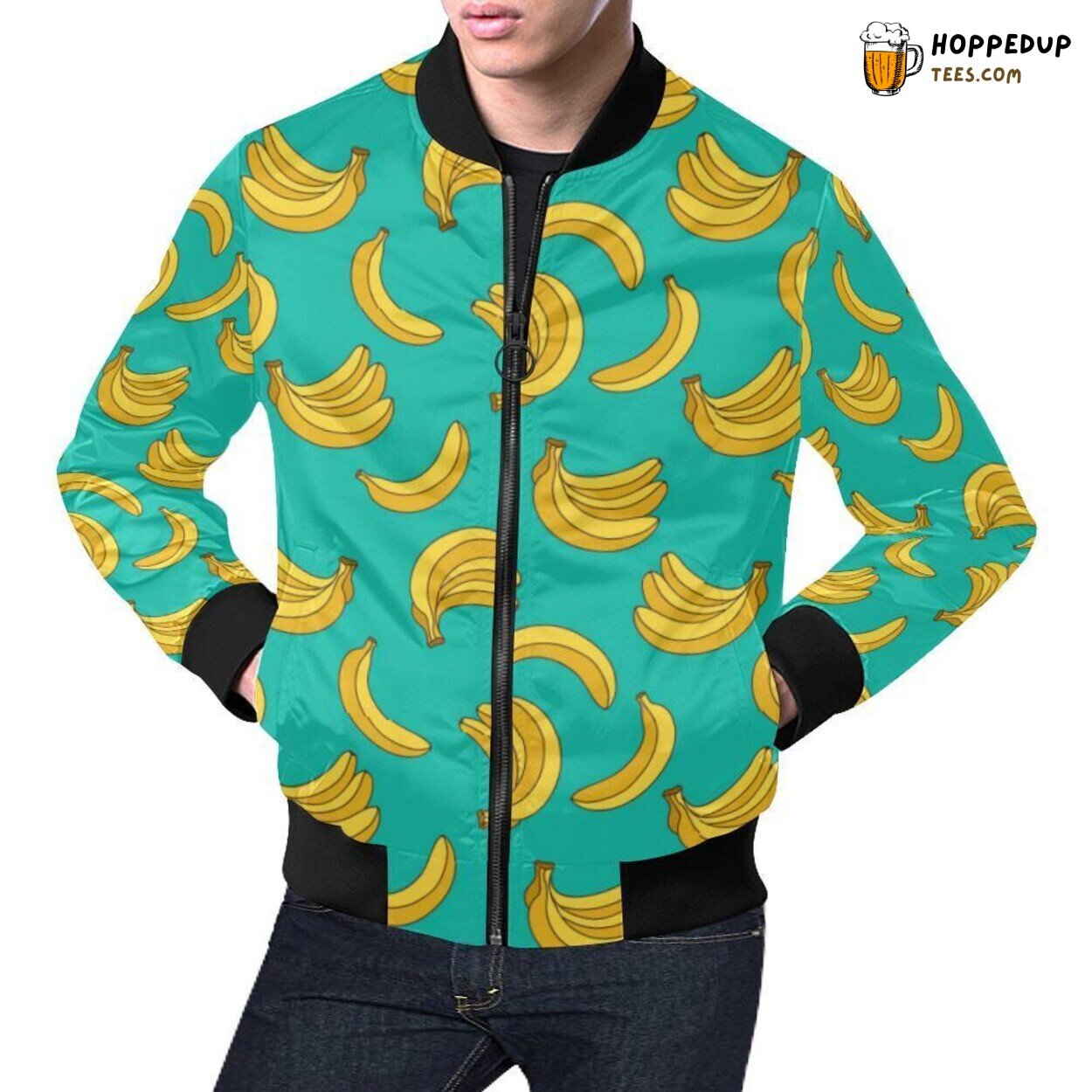 Men’s Bomber Jacket Pattern Print Banana Distinct Fashion Look Men’s Bomber Jacket Pattern Print Banana Distinct Fashion Look