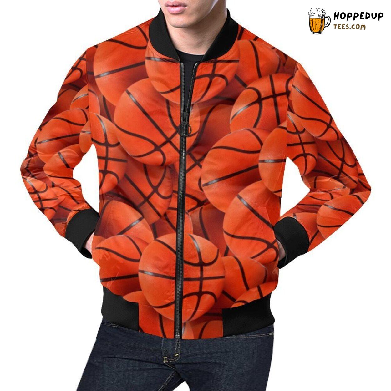 Men’s Bomber Jacket Pattern Print Basketball Unique Design Men’s Bomber Jacket Pattern Print Basketball Unique Design