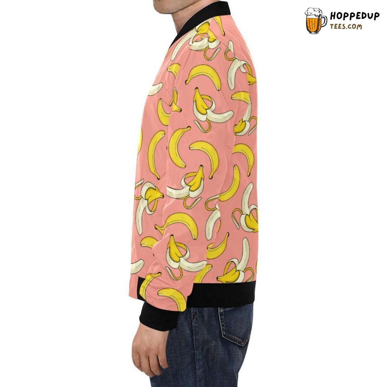 Men’s Bomber Jacket Pink Banana Pattern Print Exclusive Designer Edition