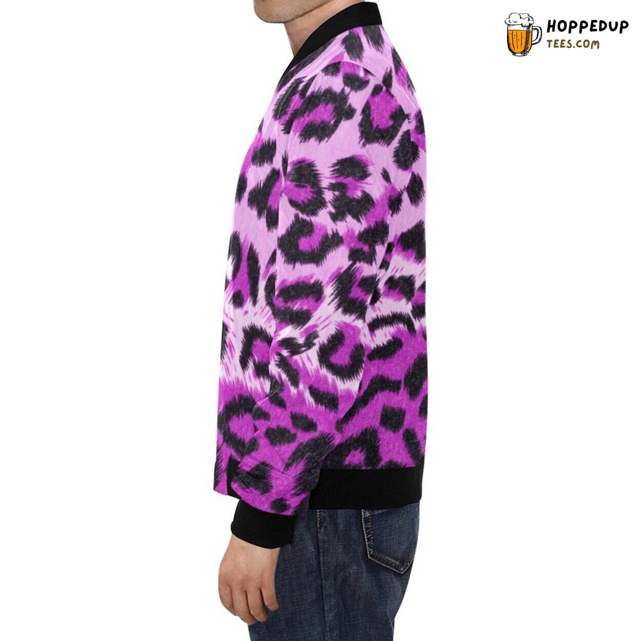 Men’s Bomber Jacket Purple Cheetah Leopard Intricate Pattern Designer Look