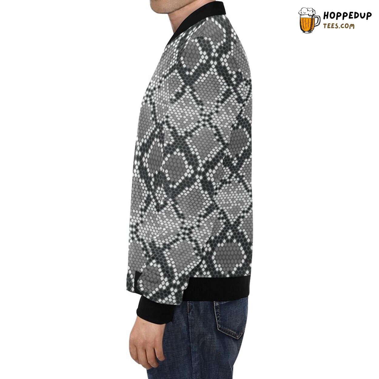 Men’s Bomber Jacket Python Skin Snakeskin Lavish Pattern Print