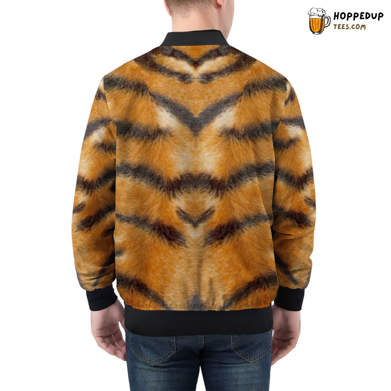 Men’s Bomber Jacket Radiating the Wild Pattern of a Tiger