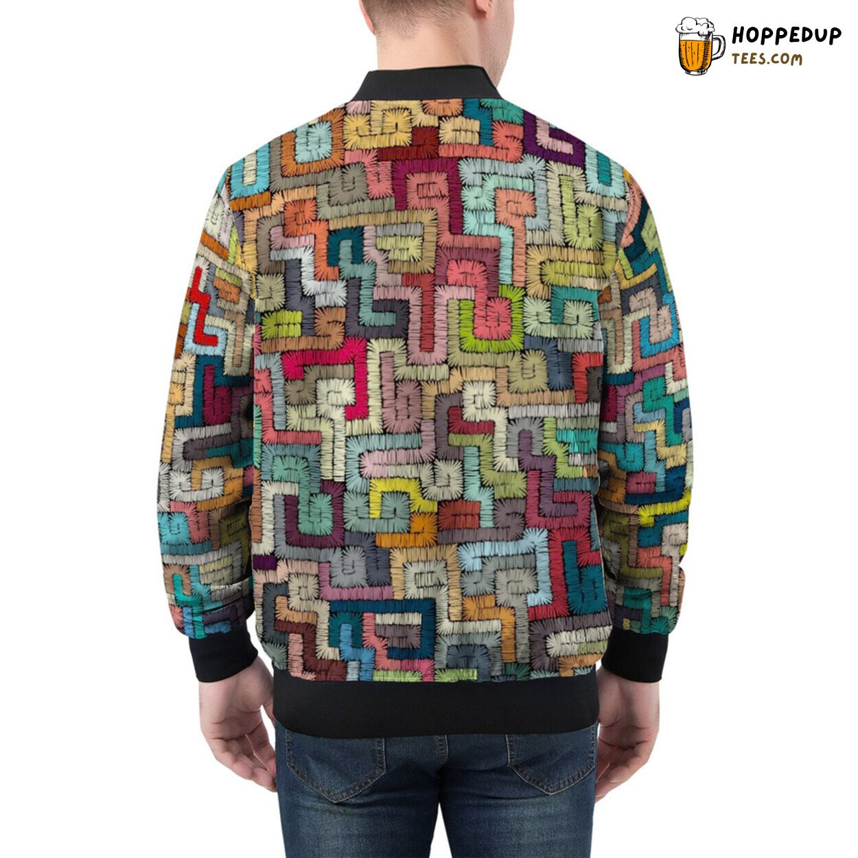 Men’s Bomber Jacket Reflecting the Depth of Ethnic Tribal Patterns