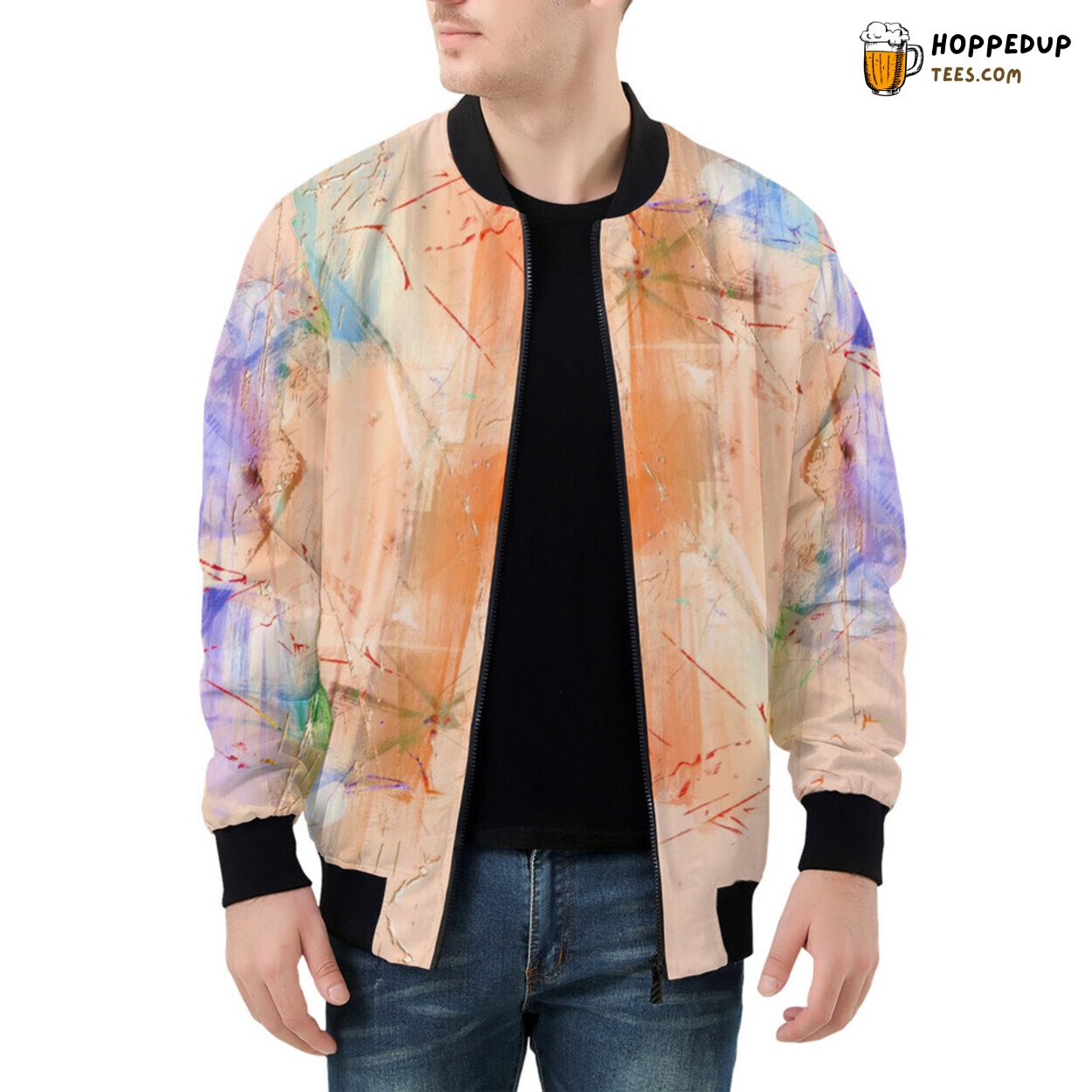 Men’s Bomber Jacket Reflects the Essence of Modern Abstract Art