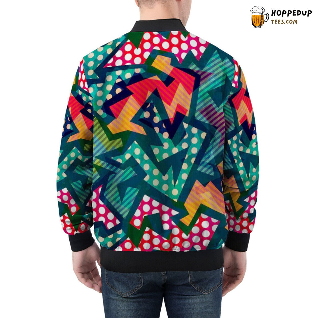 Men’s Bomber Jacket Showcases Patterns of Grunge Cloth Narratives