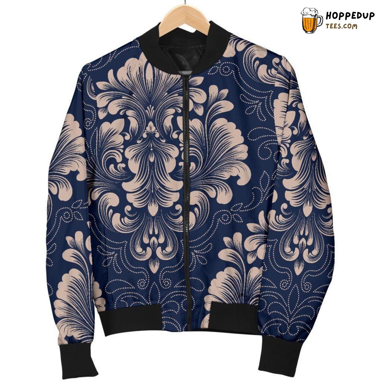 Men’s Bomber Jacket Showcasing Damask Beauty Unique Pattern Design Tribute