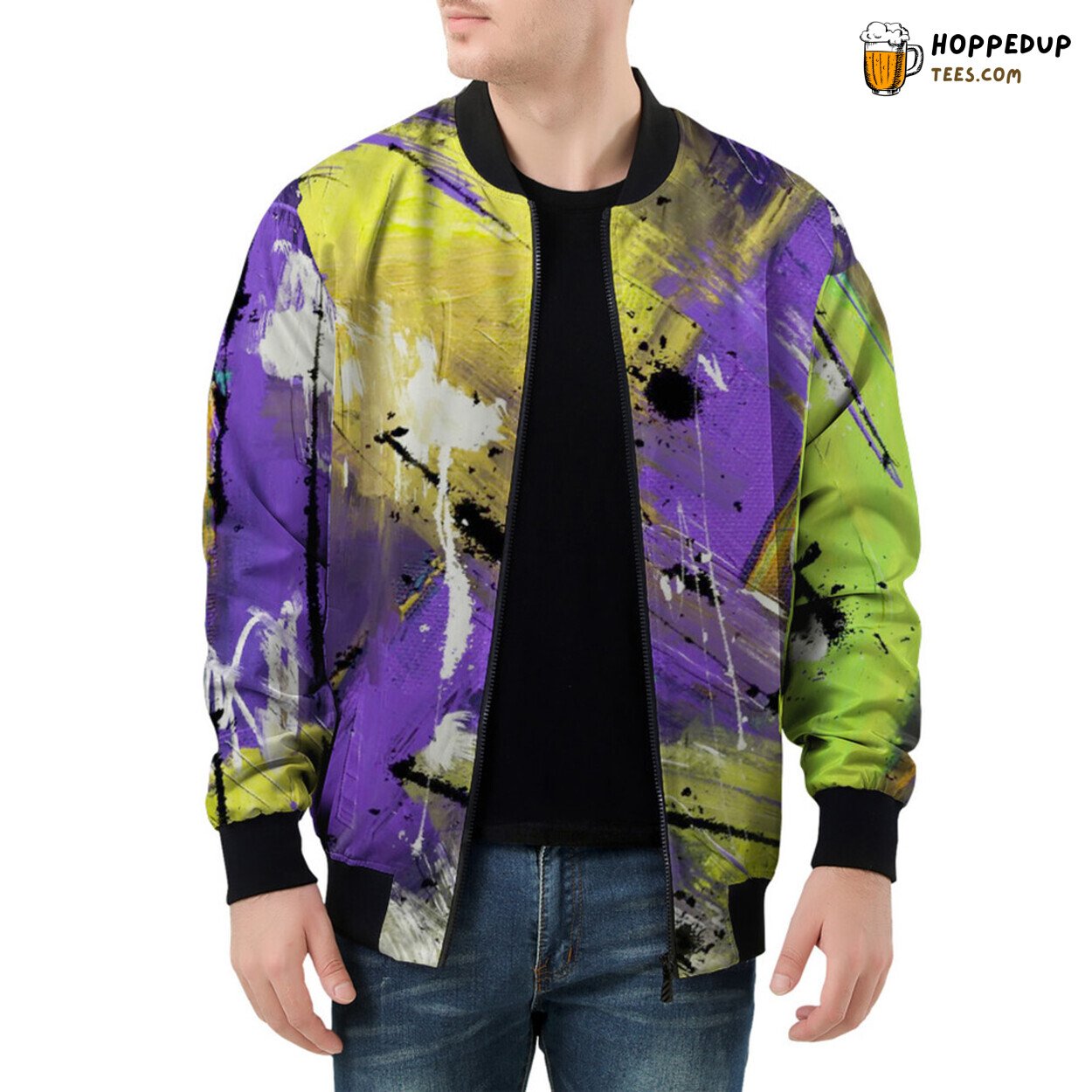 Men’s Bomber Jacket Showcasing Intricate Modern Art Abstract Essence