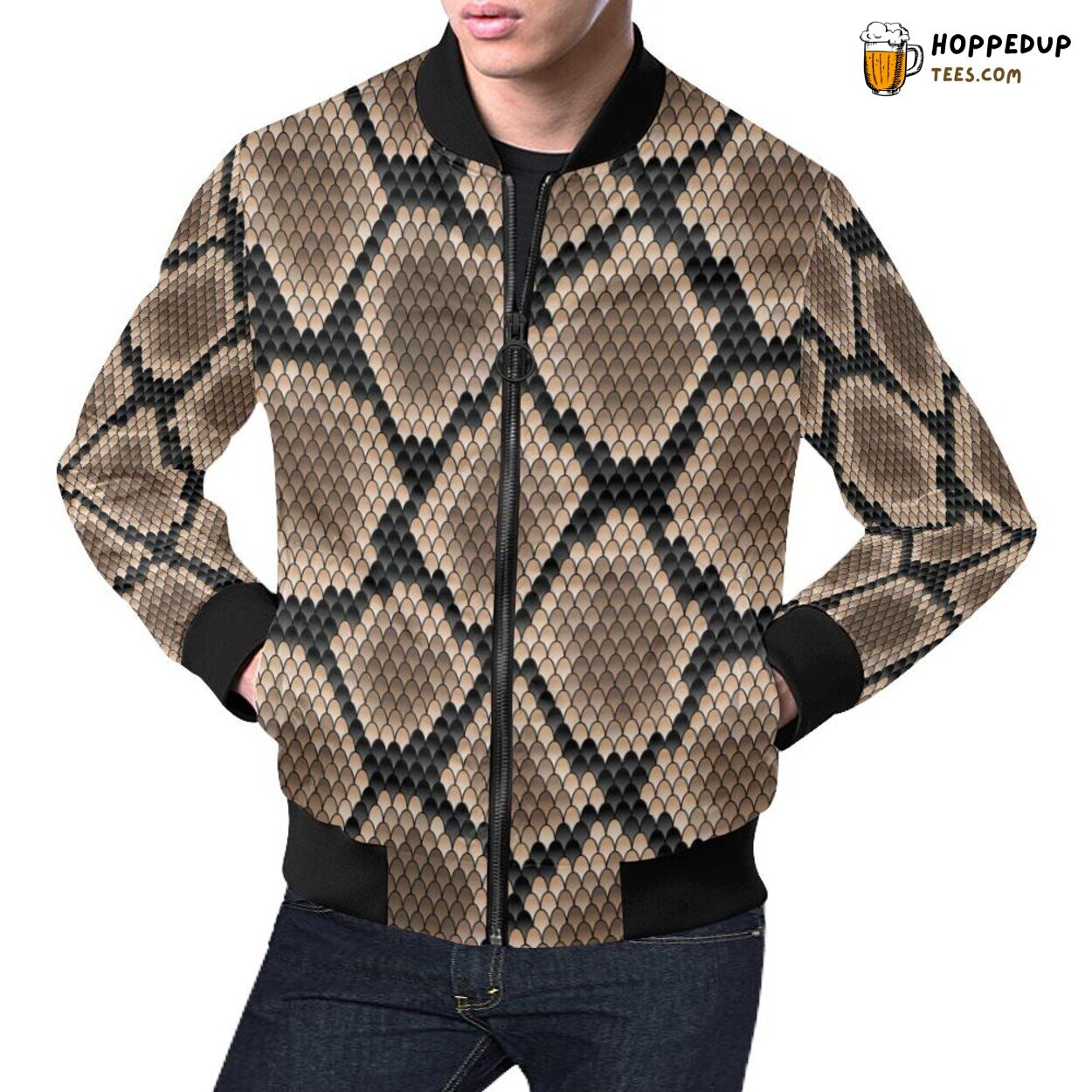 Men’s Bomber Jacket Snakeskin Python Skin Exquisite Pattern Print Men’s Bomber Jacket Snakeskin Python Skin Exquisite Pattern Print