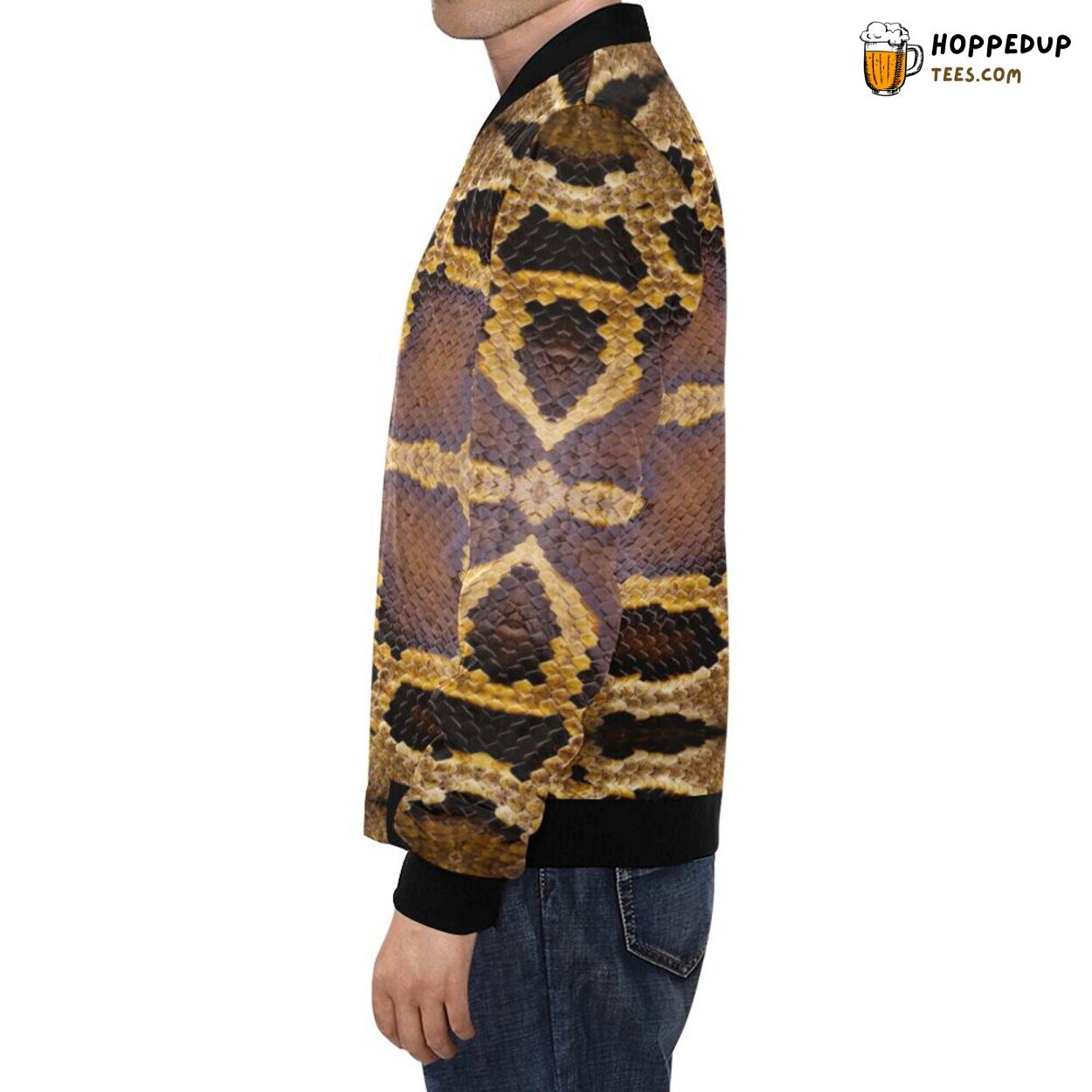 Men’s Bomber Jacket Snakeskin Python Skin Pattern Print Distinct Style