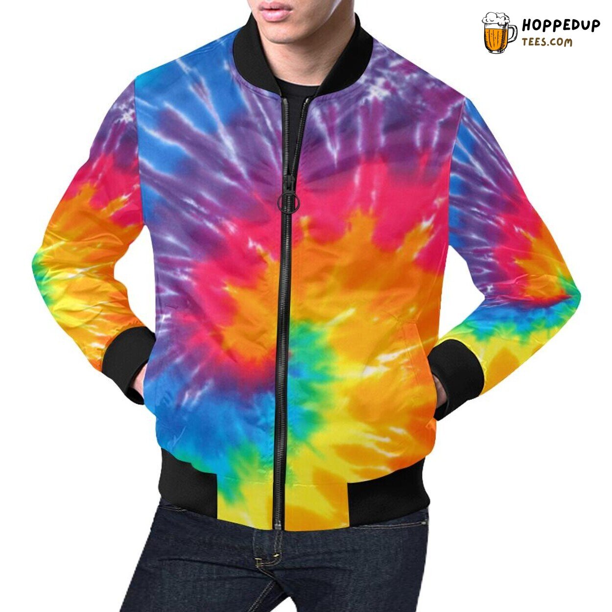 Men’s Bomber Jacket Tie Dye Pattern Print Unique Colorful Style