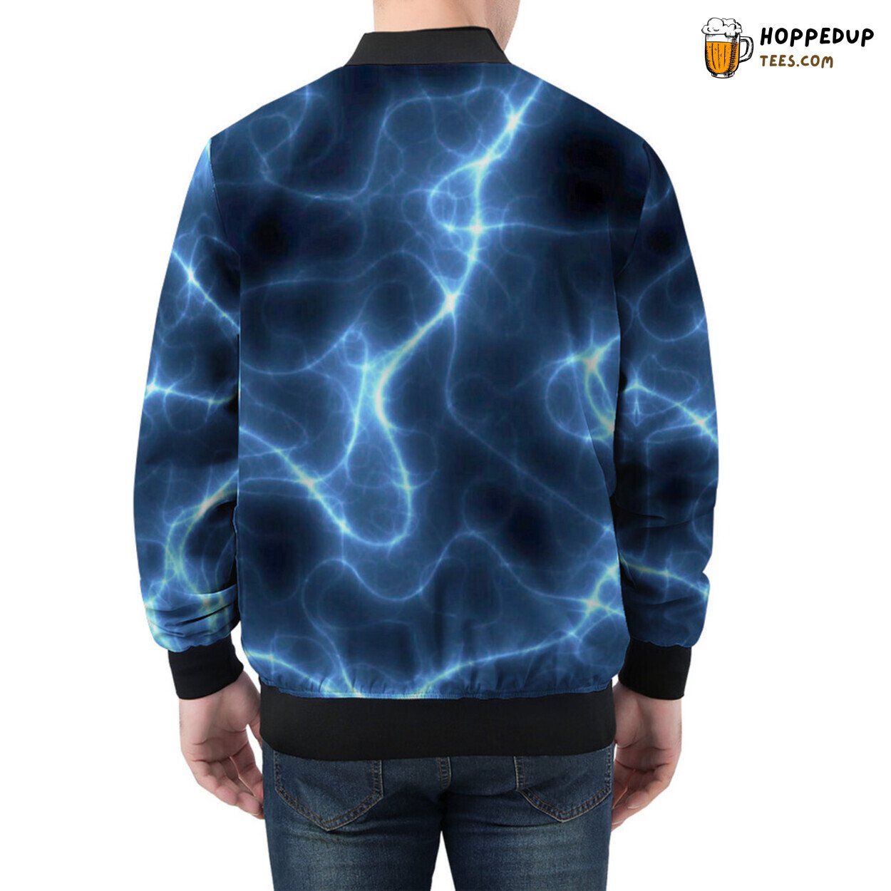 Men’s Bomber Jacket Vibrates with Energetic Wave Patterns