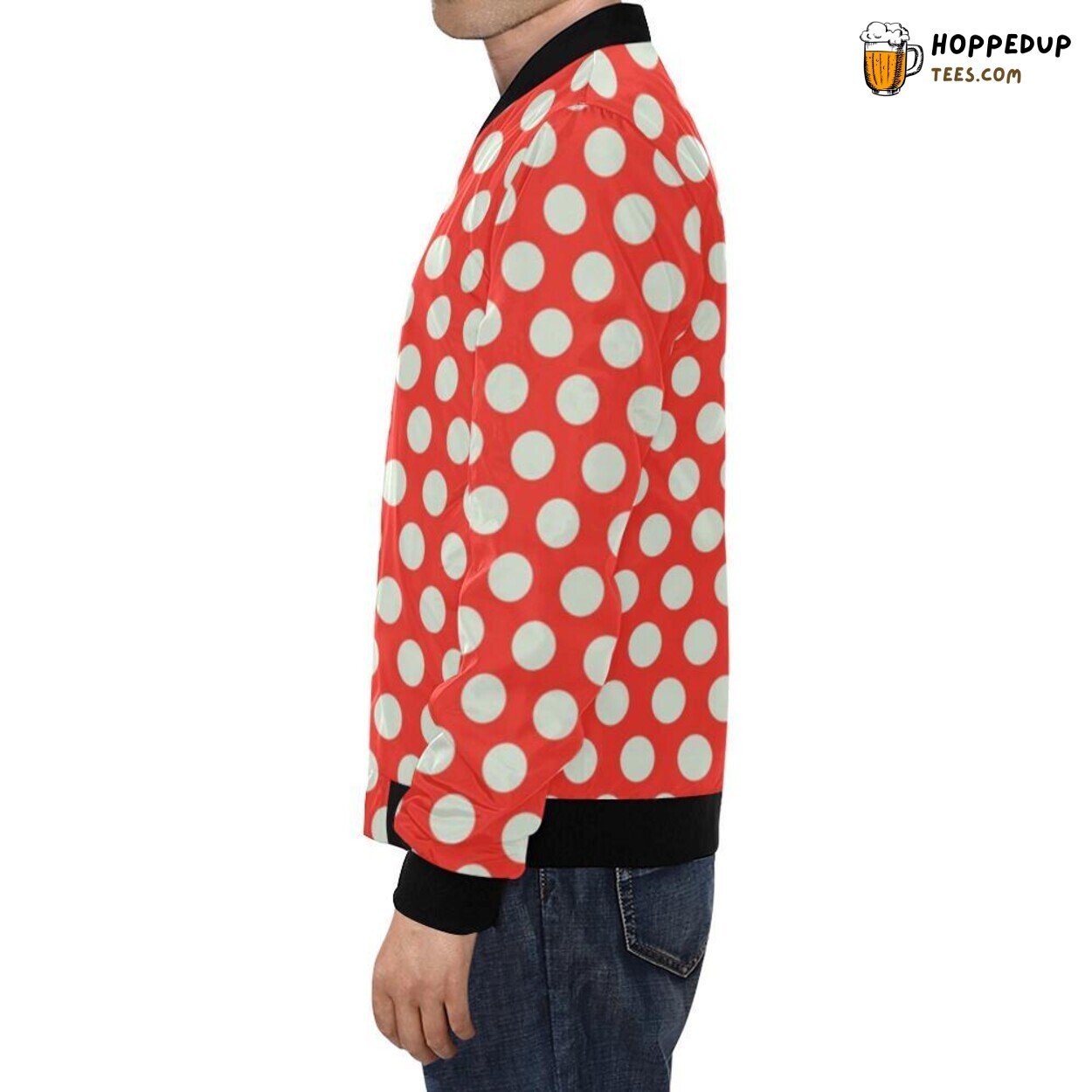 Men’s Bomber Jacket Vintage Red White Polka Dot Pattern Print