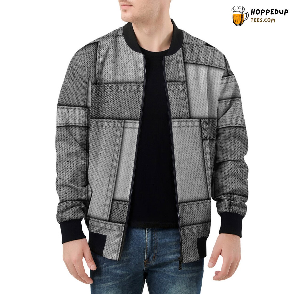 Men’s Bomber Jacket Weaves the Sturdy Tale of Denim Patchwork