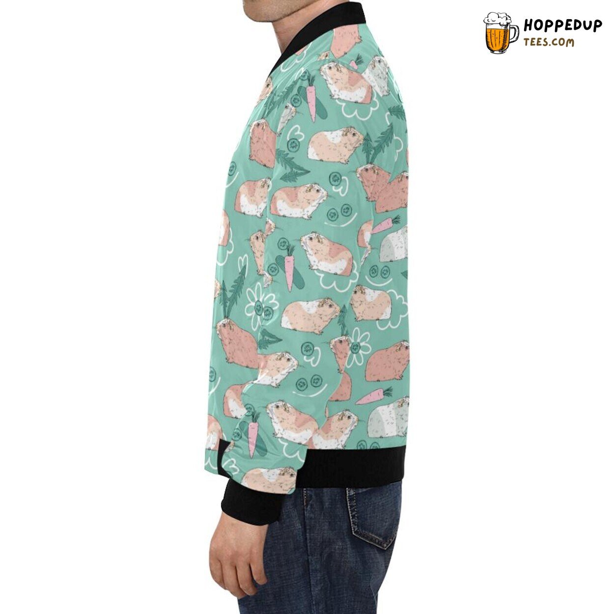 Men’s Bomber Jacket with a Guinea Pig Pattern Print Design