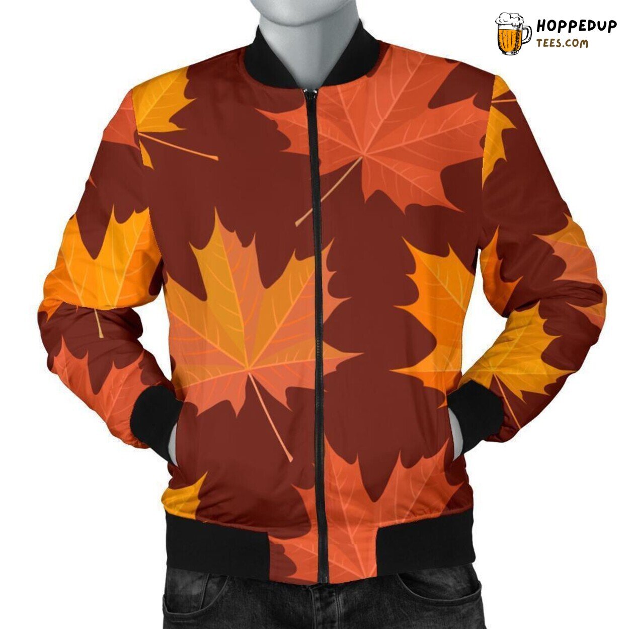 Men’s Bomber Jacket with Canadian Landmarks Essence Unique Pattern Display