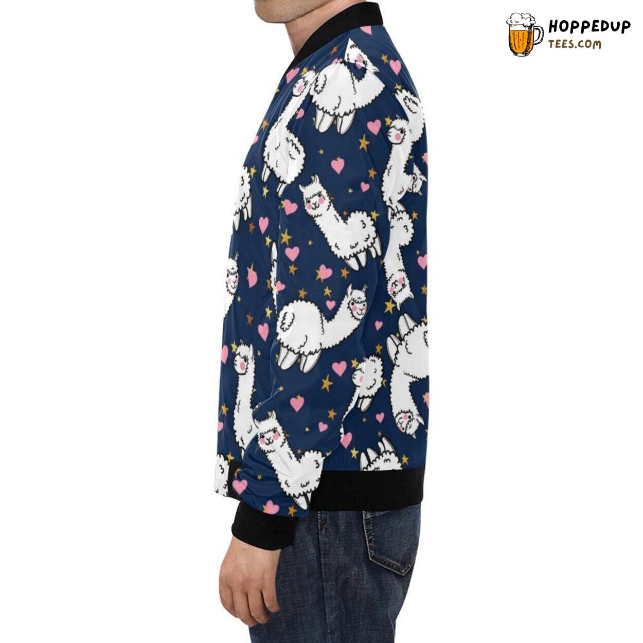 Men’s Bomber Jacket with Classic Llama Print Pattern Design