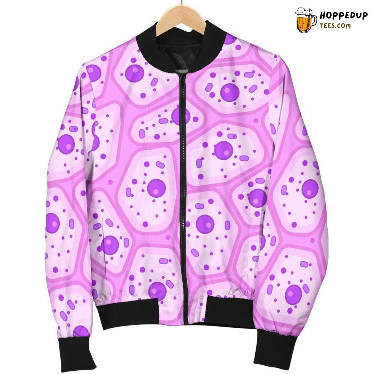 Men’s Bomber Jacket with Creative Anatomy Cells Pattern Print Men’s Bomber Jacket with Creative Anatomy Cells Pattern Print