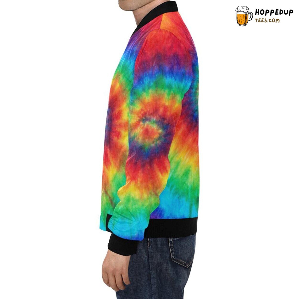 Men’s Bomber Jacket with Unique Tie Dye Pattern Print Design