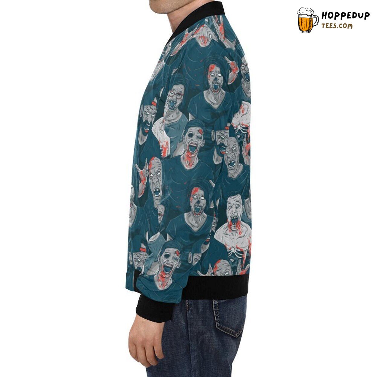Men’s Bomber Jacket with Zombie Halloween Pattern Unique Print